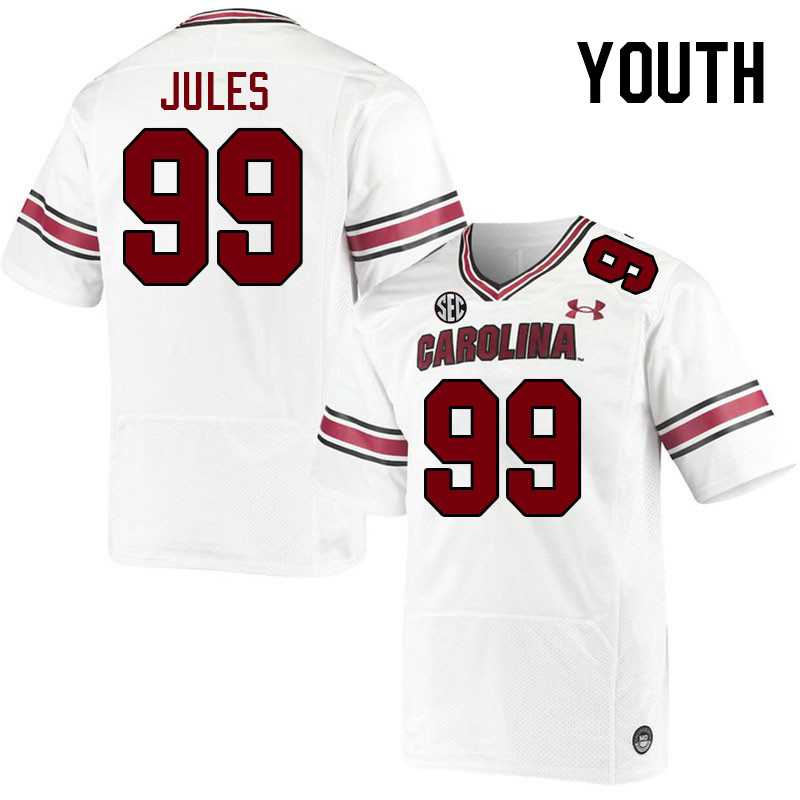 Youth #99 DeAndre Jules South Carolina Gamecocks College Football Jerseys Stitched-White